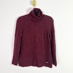 MICHAEL Michael Kors Maroon Red Turtleneck Fuzzy Knit Sweater